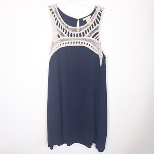 Boho Dress Navy Tunic with crochet top